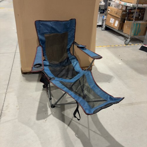 CAMPING LOUNGE CHAIR WITH FOOTREST AND PILLOW, 330LBS MAX - SMALL - BLUE image 2