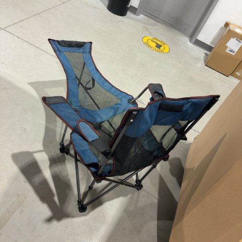 CAMPING LOUNGE CHAIR WITH FOOTREST AND PILLOW, 330LBS MAX - SMALL - BLUE image 3