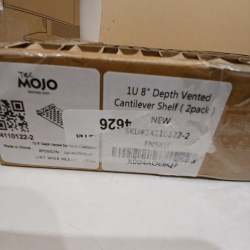 2PK TEC MOJO VENTED CANTILEVER RACK SHELVES, SERVER RACK SHELVING - 1U 8" - BLACK (MODEL: 14110122-2) image 2