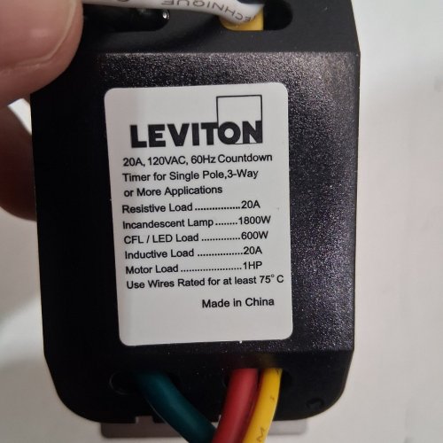 LEVITON COUNTDOWN TIMER SWITCH - WHITE (MODEL: LT815) image 4