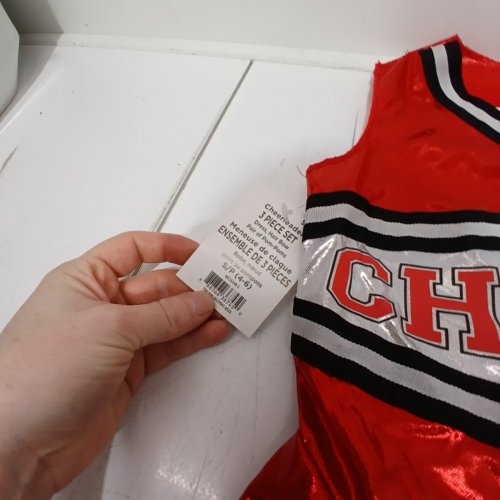 3PC GIRLS WAY TO CELEBRATE CHEERLEADER COSTUME - SMALL (4-6) - RED/WHITE (STYLE: WC3524B) image 3
