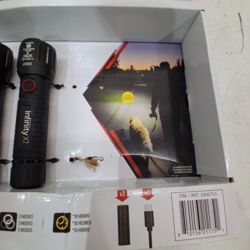 2PK INFINITY X1 RECHARGEABLE FLASHLIGHT - 2000 LUMEN - BLACK (MODEL: 2006753) image 4