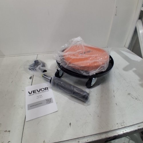 VEVOR ROLLING MECHANIC SEAT STOOL- 16" - 22" - BLACK/ORANGE (MODEL: GB-03) image 2