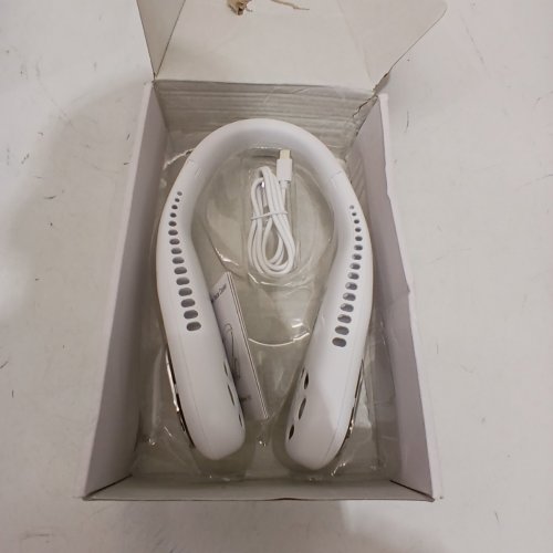 DREAMY CUBBY 3-SPEED PORTABLE HANDS-FREE BLADELESS NECK COOLER FAN WITH 360° COOLING AND RECHARGEABLE BATTERY - 4000 MAH - WHITE (MODEL: F60) image 4