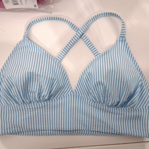 WOMEN'S GEORGE STRIPED PULL OVER TRIANGLE BIKINI TOP - MEDIUM - BLUE/WHITE (STYLE: GRS68063LDS) image 2