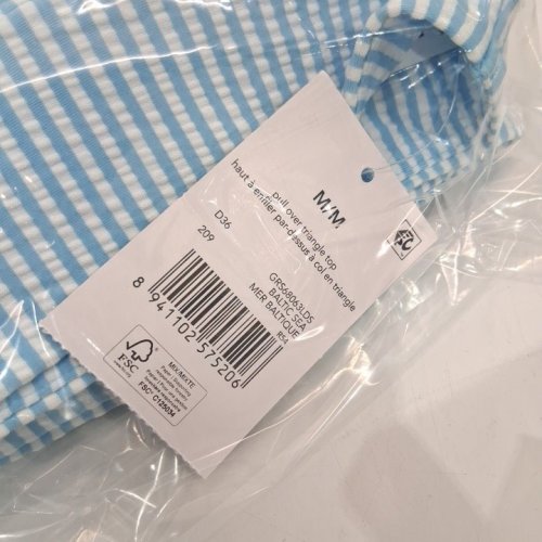 WOMEN'S GEORGE STRIPED PULL OVER TRIANGLE BIKINI TOP - MEDIUM - BLUE/WHITE (STYLE: GRS68063LDS) image 3