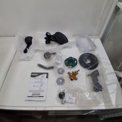 MOEN ENGAGE MAGNETIX MATTE BLACK MULTI-FUNCTION HANDSHOWER AND RAINFALL SHOWER HEAD TRIM COMBO WITH SHOWER HANDLE, TUB SPOUT, METAL HOSE AND VALVE - 60" - MATTER BLACK (MODEL: 82304BL) image 2