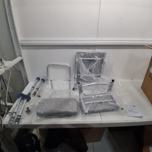 LIGHTWEIGHT SHOWER TUB TRANSFER BENCH SEAT WITH REVERSIBLE BACKREST - 24" X 33.3" X 36.2" - GREY (MODEL: FBL630237) image 2