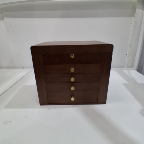 HOMRIULINK 6-LAYER LOCKABLE WOODEN JEWELRY BOX WITH 2 SIDE DOORS AND MIRROR - 7.9" X 11.8" X 12" - BLACK WALNUT image 2