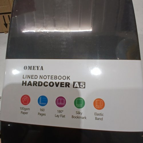 24PK OMEYA HARDCOVER LINED A5 NOTEBOOKS - 8" X 5" - BLACK image 2