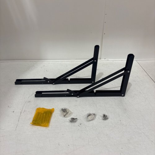 2PK UNBRANDED FOLDING SHELF BRACKETS - 16'' - MATTE BLACK image 2