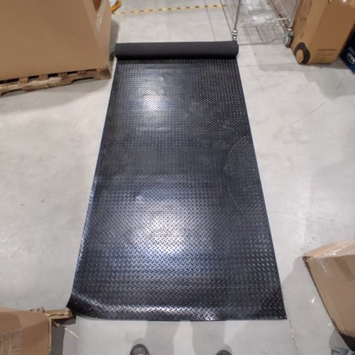 DIAMOND-PLATE RUBBER FLOOR MAT - 4FT X 15FT - BLACK image 2