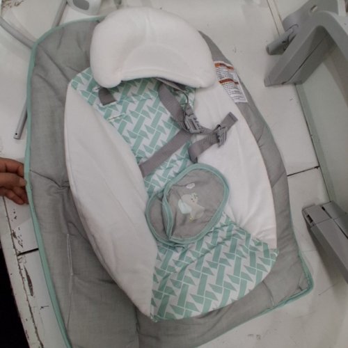 INGENUITY 3-IN-1 KEEP COZY GROW WITH ME VIBRATING BABY BOUNCER, ROCKER & CHAIR - 40LBS CAPACITY - WEAVER THEME GREY/WHITE/GREEN (MODEL: ‎12428) image 4