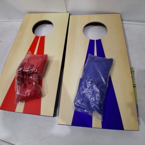 GOSPORTS PORTABLE SIZE CORNHOLE GAME SET WITH 6 BEAN BAG - 2FT X 1FT - WOOD/BLUE/RED (MODEL : CH-03-MDF-WOOD) image 3
