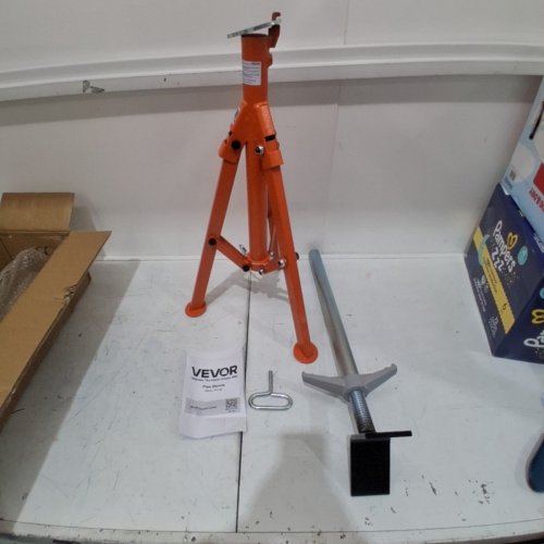 ADJUSTABLE HEIGHT V-HEAD PIPE JACK STAND HEAVY DUTY PIPE STAND WITH FOLDABLE LEGS - 28"-52" 2500LB MAX - RED - (MODEL: JR-1108) image 2
