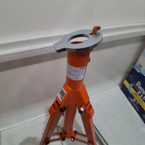 ADJUSTABLE HEIGHT V-HEAD PIPE JACK STAND HEAVY DUTY PIPE STAND WITH FOLDABLE LEGS - 28"-52" 2500LB MAX - RED - (MODEL: JR-1108) image 3