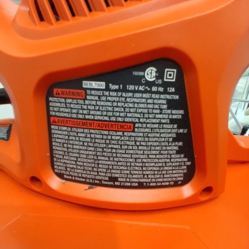 BLACK+DECKER 3-IN-1 VACPACK CORDED ELECTRIC LEAF BLOWER, VACUUM & MULCHER WITH BACKPACK BAG - 250MPH - 400CFM - BLACK/ORANGE (MODEL: BEBL7000) image 3