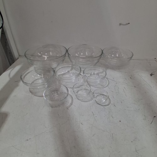 9PC DURALEX GIGOGNE STACKABLE GLASS MIXING BOWL SET - ASSORTED SIZES - CLEAR image 2