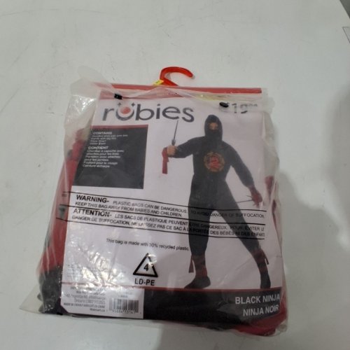 4PC MEN'S RUBIES BLACK NINJA WARRIOR COSTUME - LARGE - BLACK (STANDARD) image 2