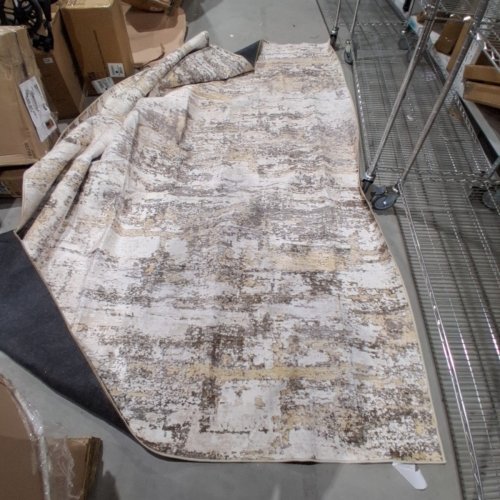 WASHABLE AREA RUG - 6FT X 9FT - BEIGE/BROWN/WHITE & GREY image 2