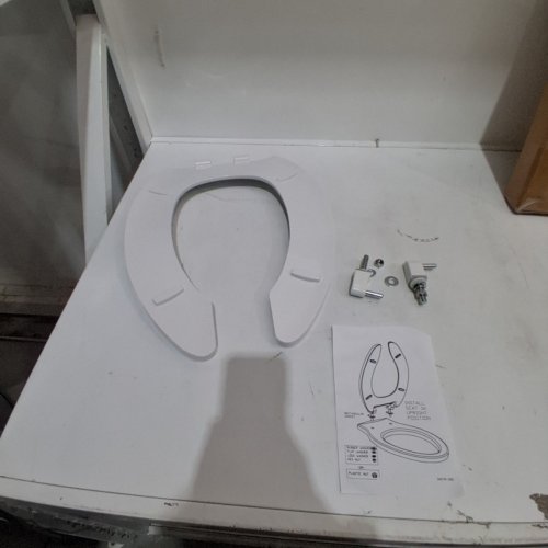CENTOCO ELONGATED OPEN FRONT NO COVER COMMERCIAL TOILET SEAT - WHITE (MODEL: DS550STSCC-001) image 3
