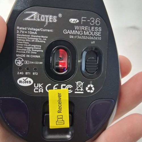 ZELOTES WIRELESS VERTICAL OPTICAL BLUETOOTH MOUSE - 2.4G- BLACK (MODEL: F-36) image 3