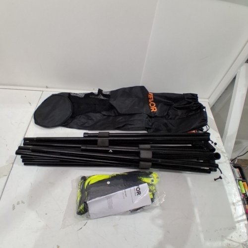 3PC PORTABLE/FOLDABLE METAL BADMINTON WITH MESH NET - 14FT - BLACK/YELLOW (MODEL: DKS-11420/DKS-15100) image 2