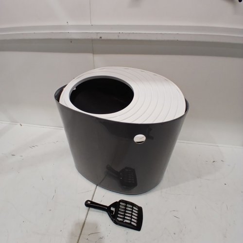 IRIS USA ROUND TOP ENTRY CAT LITTER BOX - GREY AND WHITE (MODEL:B075VTWX7V) image 3