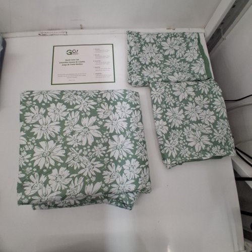 3PC GOGREEN DUVET COVER AND PILLOWCASES - QUEEN - GREEN FLORAL image 2