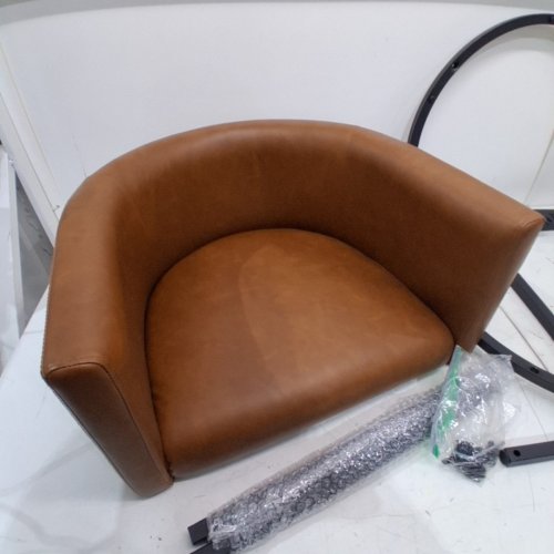 VATROS MODERN LEATHER COUNTER HEIGHT BAR STOOL - 24" - BROWN (MODEL: DMT-6H-PWN84) image 3