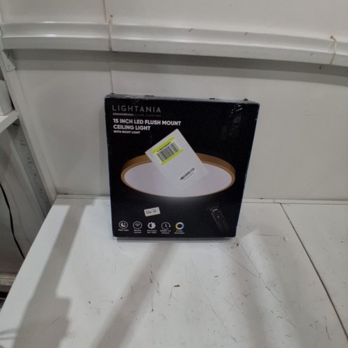 LIGHTANIA LED FLUSH MOUNT CEILING LIGHT WITH NIGHT LIGHT - 15" X 2 3/8" - 120V - 35W - 3500 LM - GOLD (MODEL: LXD01-L15HN-BG) image 5
