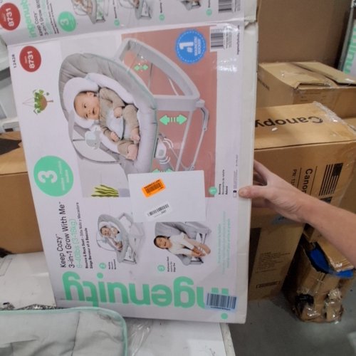 INGENUITY 3-IN-1 KEEP COZY GROW WITH ME VIBRATING BABY BOUNCER, ROCKER & CHAIR - 40LBS CAPACITY - WEAVER THEME GREY/WHITE/GREEN (MODEL: ‎12428) image 3