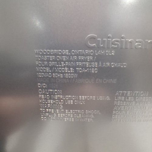 CUISINART 15-IN-1 EXTRA LARGE DIGITAL AIR FRYER OVEN - BLACK STAINLESS STEEL - (MODEL:TOA-112C) image 10