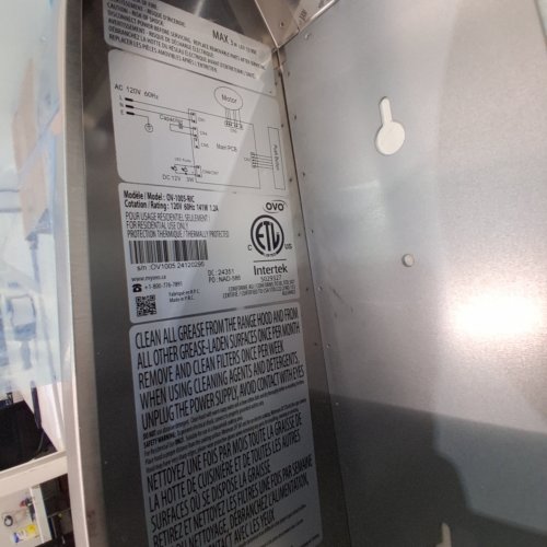 OVO DUCTED UNDER-CABINET RANGE HOOD - 30", 120V ,141W - STAINLESS STEEL (MODEL: OV-1005-RIC) image 6