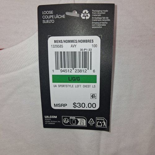 MEN'S UNDER ARMOUR LOOSE FIT LONG SLEEVE T-SHIRT - LARGE - WHITE (ITEM: 1329585) image 3