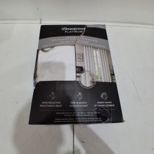 (2 PANEL) BEAUTYREST MERCIER BLACKOUT CURTAINS - 52" X 90" - WHITE (MODEL: 6595105) image 4
