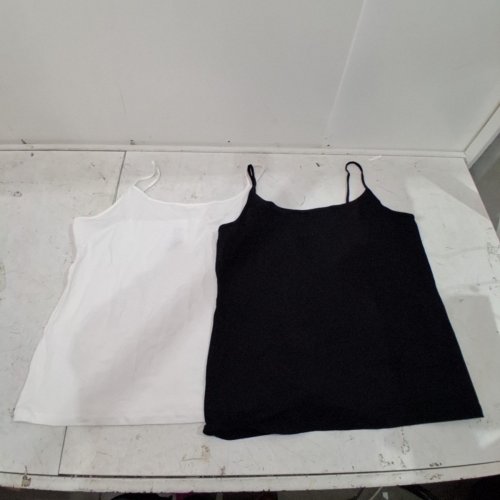 2PK GEORGE CAMISOLE SPAGHETTI STRAP TOP - XXL - WHITE / BLACK (STYLE: GRY91002LD) image 2