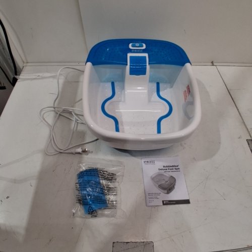 HOMEDICS BUBBLE BLISS DELUXE MASSGING FOOT SPA WITH HEAT SPLASH GUARD AND RAISED NODES - WHITE/BLUE (MODEL: FB-50) image 3