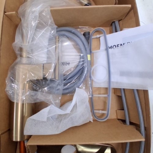 MOEN INARA ONE-HANDLE HIGH ARC PULLDOWN KITCHEN FAUCET WITH POWER BOOST -1.5GPM - BRONZED GOLD (MODEL: 87463BZG) image 4
