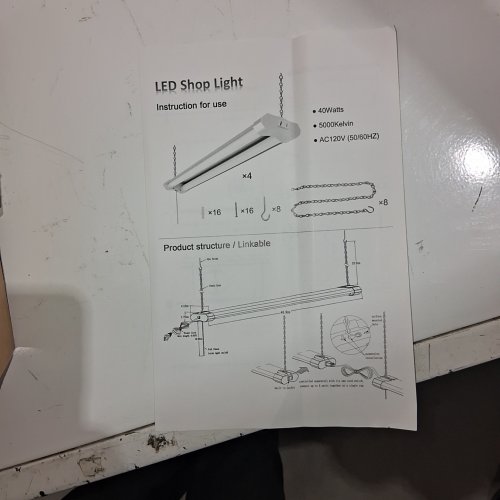 3PK LZHOME LINKABLE LED SHOP LIGHTS WITH PULL CHAIN - 4FT, 40W, 4500 LM, 5000 K - WHITE image 4
