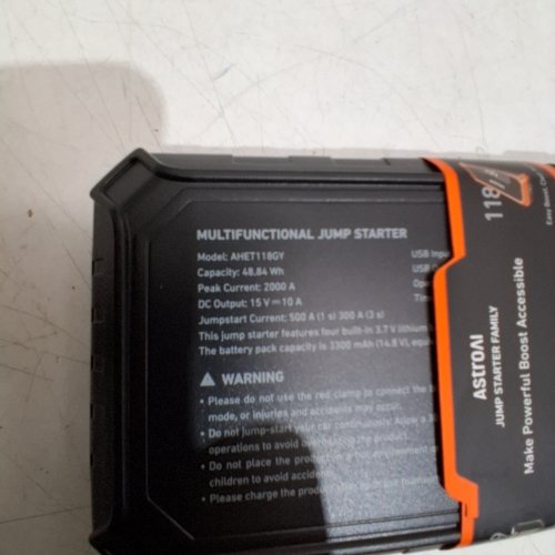 ASTROAI MULTIFUNCTIONAL JUMP STARTER - 2000A PEAK CURRENT; 48.8 WH (MODEL: AHET118GY) image 2