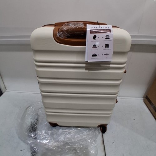 3PC LONG VACATION LUGGAGE SET HARDSHELL WITH TSA LOCK SPINNER WHEELS, DUFFEL BAG AND TOILETRY BAG - 28" - WHITE/BROWN - (MODEL:LV402) image 7