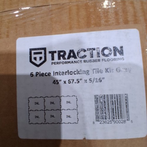6PK TRACTION PERFORMANCE RUBBER FLOORING INTERLOCKING FILE KIT GREY - 45" X 67.5" - GREY (MODEL: 1543651) image 4