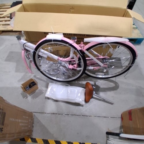 COSTWAY BEACH CRUISER BIKE WITH WOVEN BASKET AND REAR RACK - PINK -26" (MODEL: SP38552PI-26) image 2