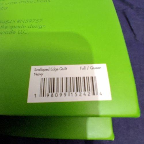 3PC KATE SPADE NEW YORK SCALLOPED EDGE COTTON QUILT BEDDING SET - FULL/QUEEN - NAVY & GREEN (MODEL: 43025040720E) image 2