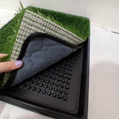 4PC PET POTTY DOG RELIEF SYSTEM - ARTIFICIAL GRASS PAD - 16" X 20" - GREEN image 3