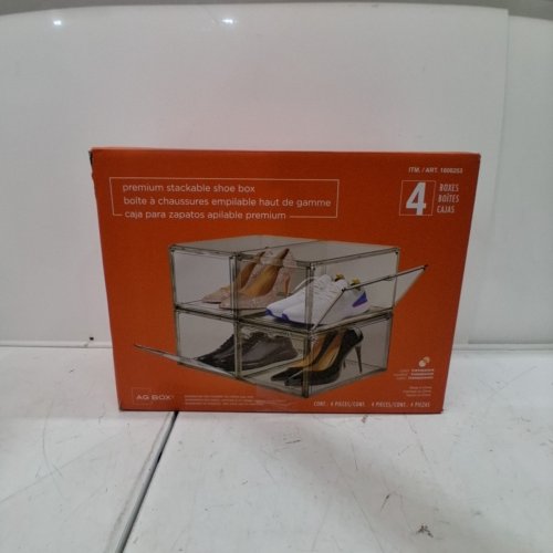 4PK AG BOX PREMIUM STACKABLE SHOE BOXES - FITS UP TO MEN'S SIZE 15 - CLEAR (MODEL: 1806253) image 3