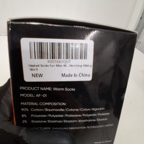 UNISEX RECHARGEABLE HEATED SOCKS - SIZE 9 - BLACK (MODEL: AF-01) image 4