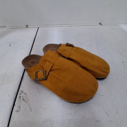 WOMENS SUEDE SLIP ON CLOG BUCKLE SANDALS - 9 - MUSTARD YELLOW image 2