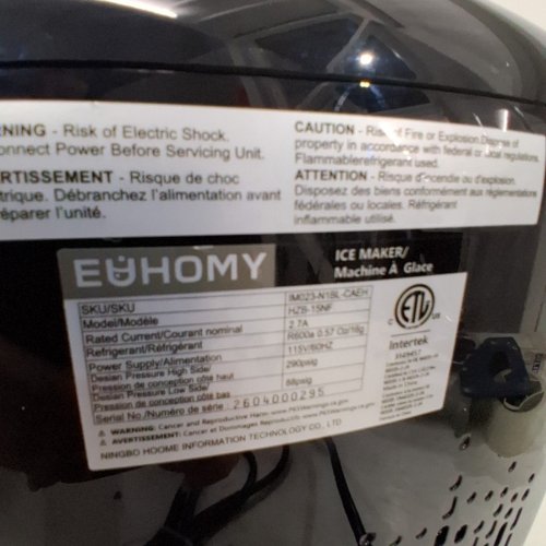 EUHOMY PEARL L1 PRO NUGGET ICE MAKER - MAKES 33LB/DAILY - 1.1L CAP TANK - BLACK (MODEL: IM023-N1BL-CAEH) image 6
